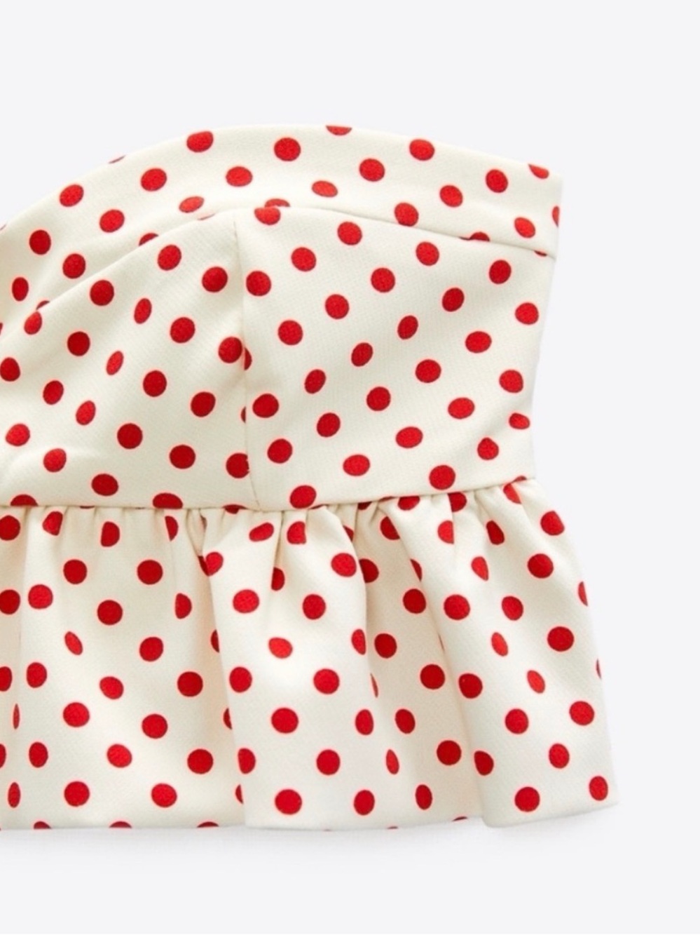 NWT Zara Red Polka Dot Strapless Peplum Crop Top Size S - Game day Style - Picture 4 of 8